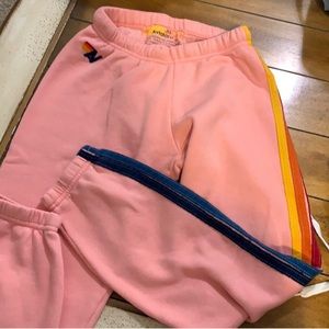 Pink 5 stripe aviator nation sweats